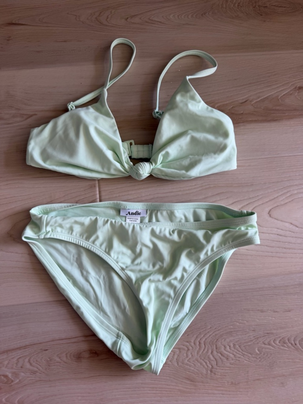 Andie pistachio green Santorini Knot Bikini Set size XS